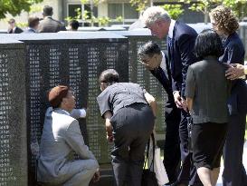 Clinton visits Cornerstone of Peace